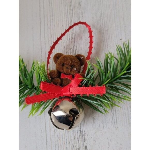 Teddy bear pine tree Bell ornament Xmas decor - Picture 3 of 5